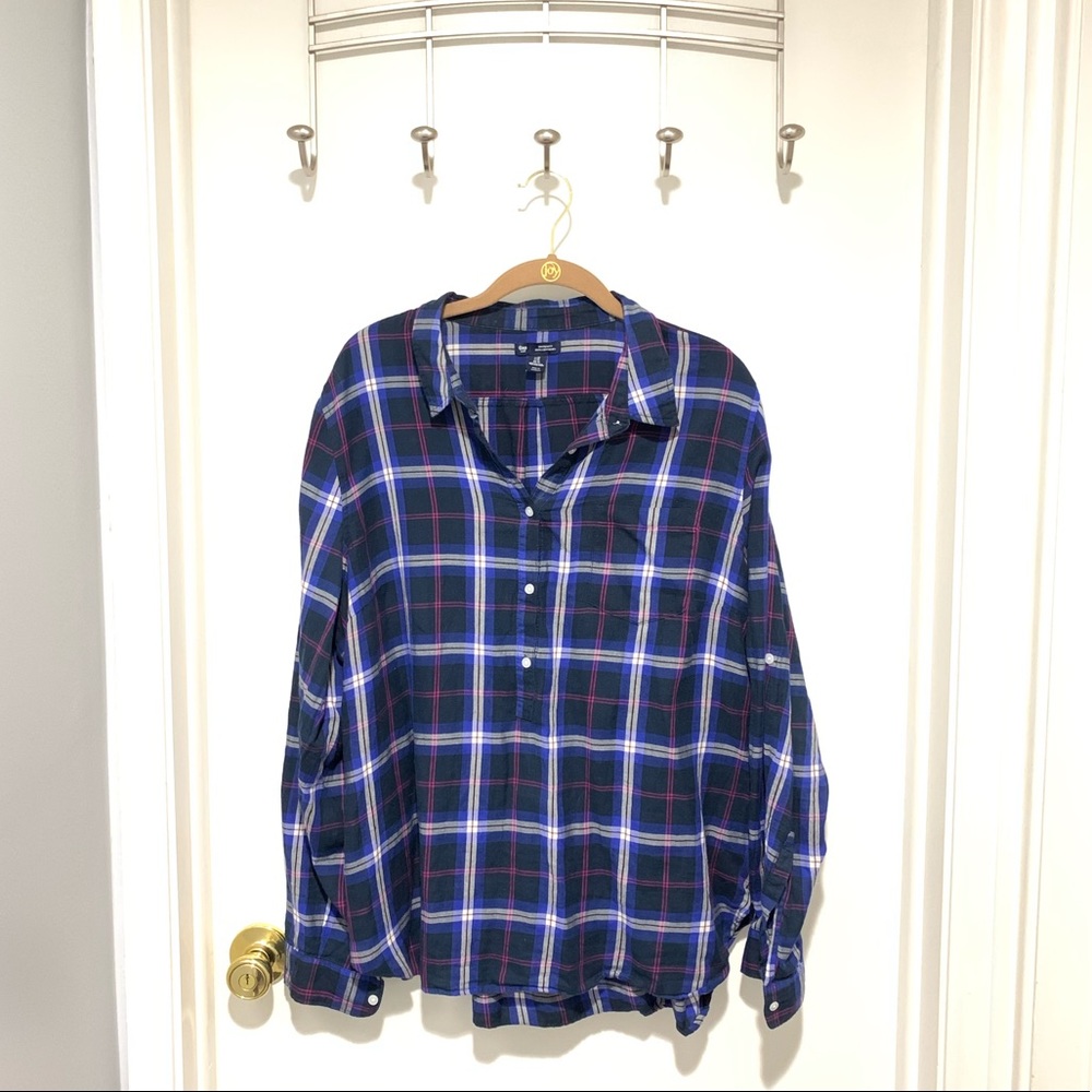 Gap - XL plaid long sleeve 3/4 button up